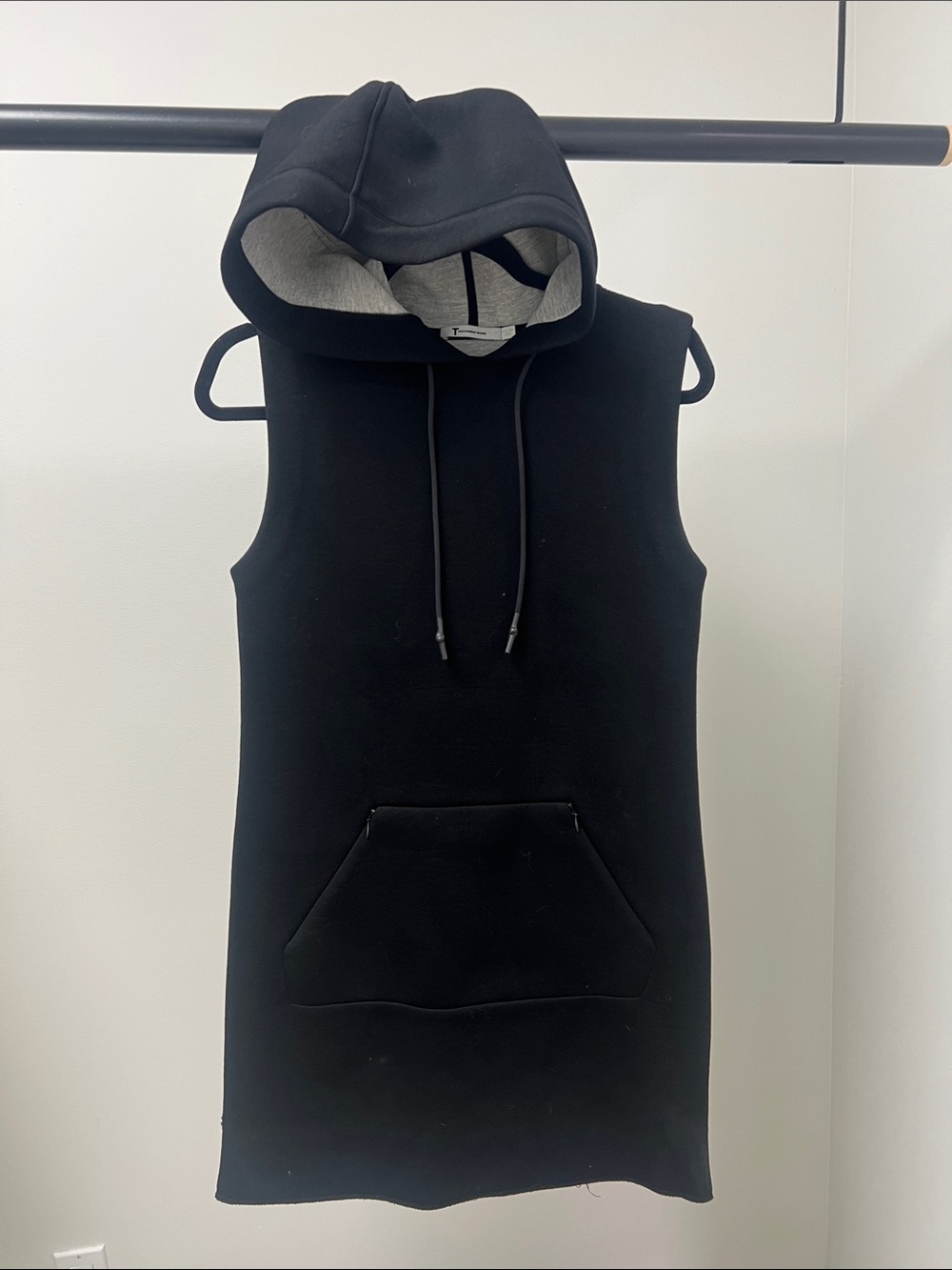 T by Alexander Wang Black Sleeveless Hoodie Mini Dress